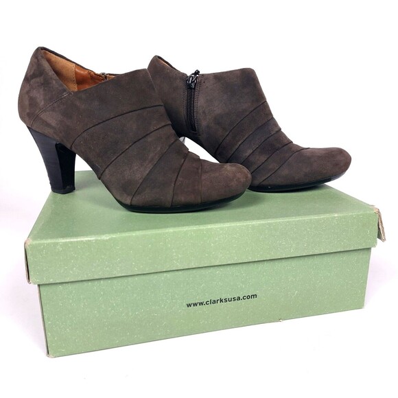 CLARKS Artisan Society Gown Pewter Suede Sizw 8 1/2 (Brown) - Picture 1 of 11